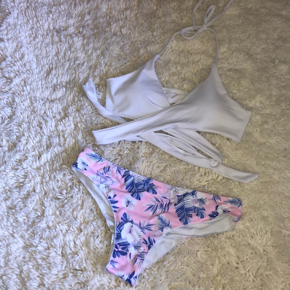 Wraparound Pink Floral Cheeky Bikini